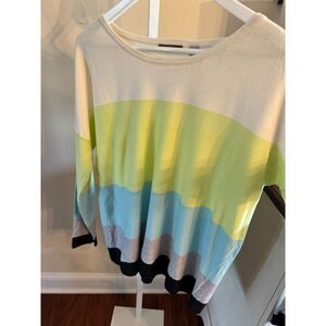 Beautiful striped Cullen sweater size large silk, cotton, cashmere